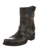 Miu Miu Leather Distressed Accents Moto Boots