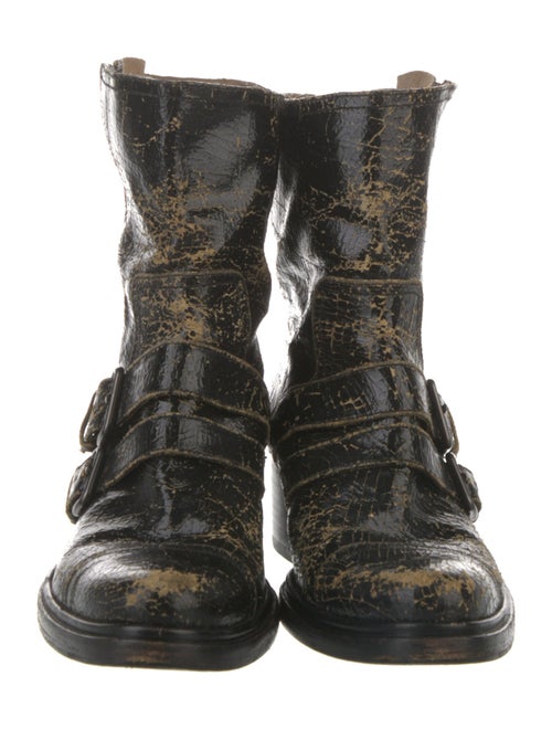 Miu Miu Leather Distressed Accents Moto Boots