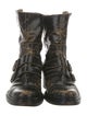 Miu Miu Leather Distressed Accents Moto Boots