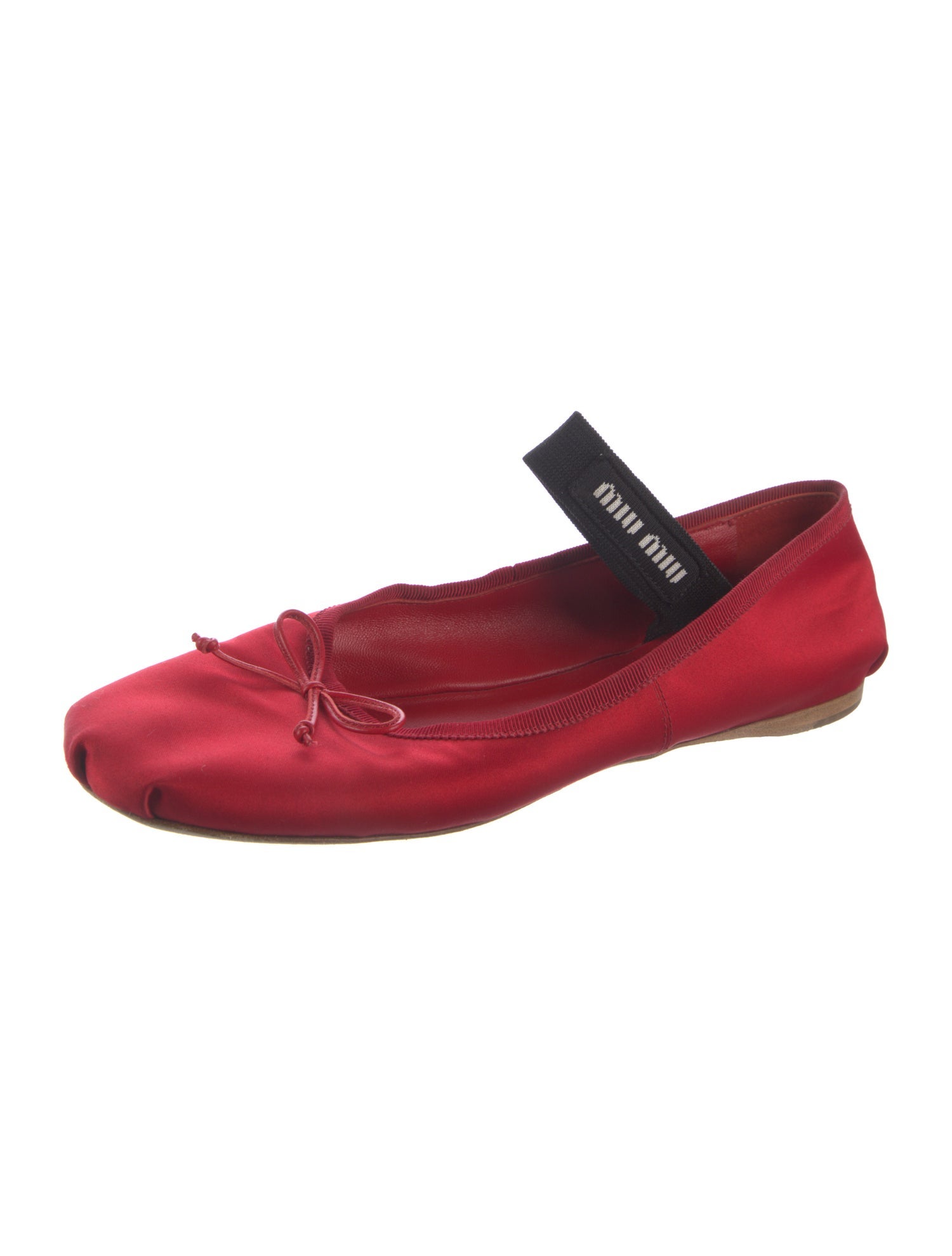 Miu Miu Satin Bow Accents Mary Jane Flats