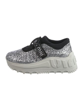 Miu Miu Glitter Colorblock Pattern Athletic Sneakers