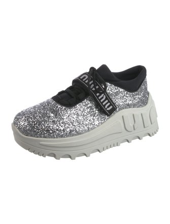 Miu Miu Glitter Colorblock Pattern Athletic Sneakers