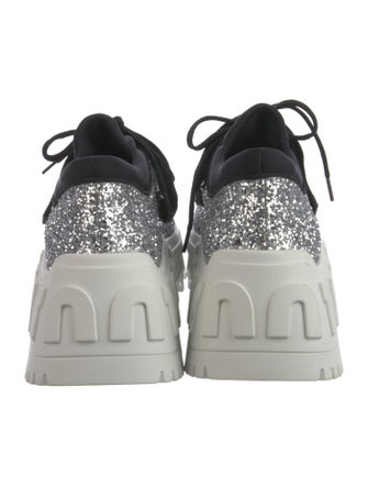 Miu Miu Glitter Colorblock Pattern Athletic Sneakers