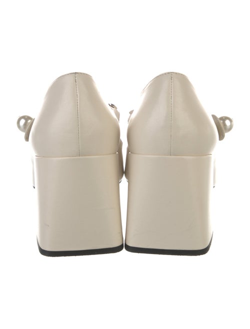 Miu Miu Faux Pearl Accents Leather Pumps