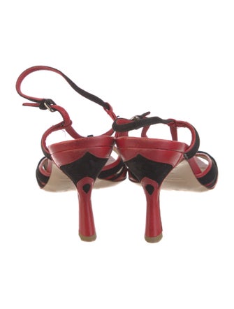 Miu Miu Leather Crystal Embellishments T-Strap Sandals