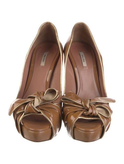 Miu Miu Patent Leather Bow Accents Pumps