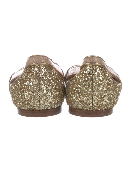 Miu Miu Leather Glitter Accents Ballet Flats