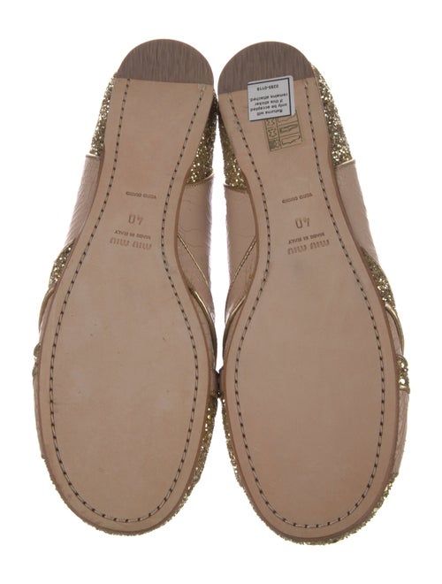 Miu Miu Leather Glitter Accents Ballet Flats