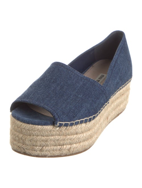 Miu Miu Denim Colorblock Pattern Espadrilles