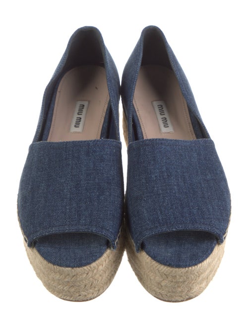 Miu Miu Denim Colorblock Pattern Espadrilles
