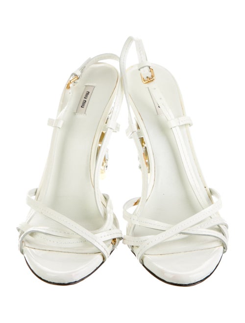 Miu Miu Patent Leather Crystal Embellishments Slingback Sandals