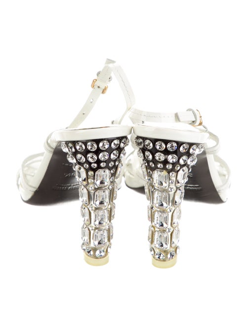 Miu Miu Patent Leather Crystal Embellishments Slingback Sandals