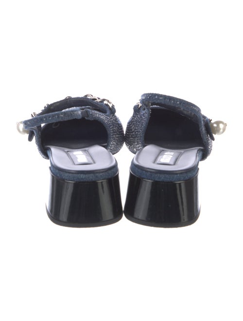 Miu Miu Denim Colorblock Pattern Slingback Pumps