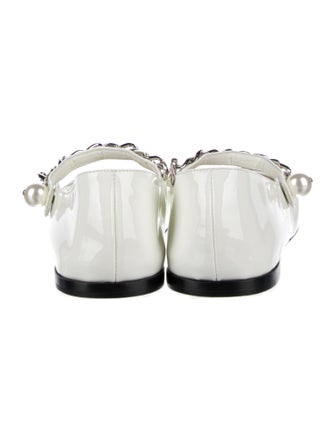 Miu Miu Patent Leather Chain-Link Accents Mary Jane Flats