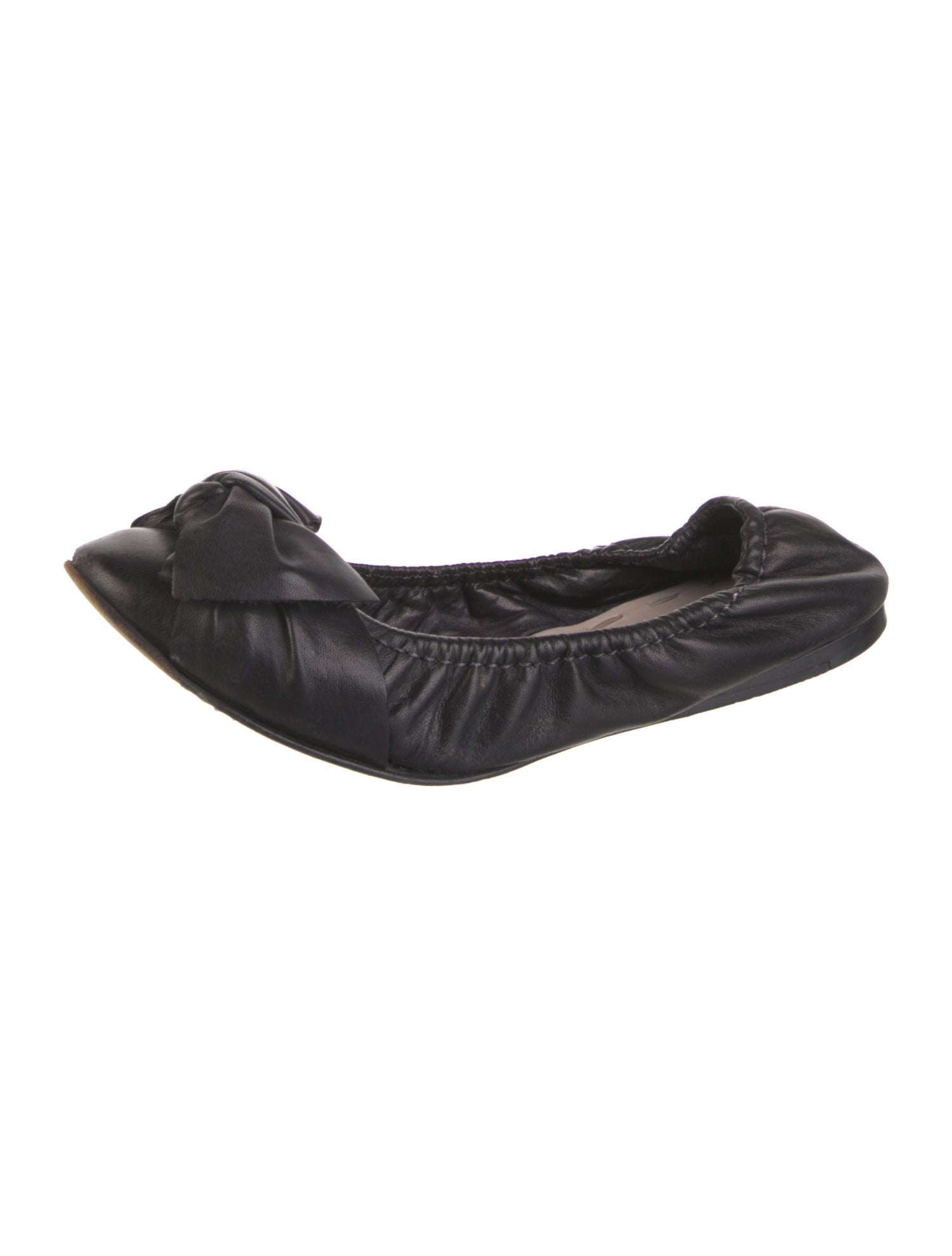 Miu Miu Leather Bow Accents Ballet Flats