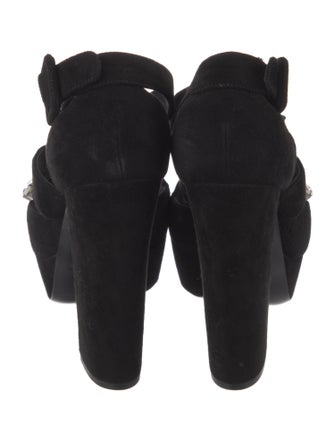 Miu Miu Suede Crystal Embellishments Slingback Pumps