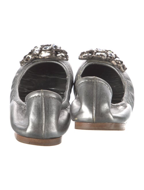 Miu Miu Leather Crystal Embellishments Ballet Flats