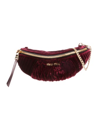 Miu Miu Velvet Matelassé Belt Bag w/ Chain