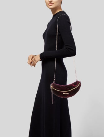 Miu Miu Velvet Matelassé Belt Bag w/ Chain