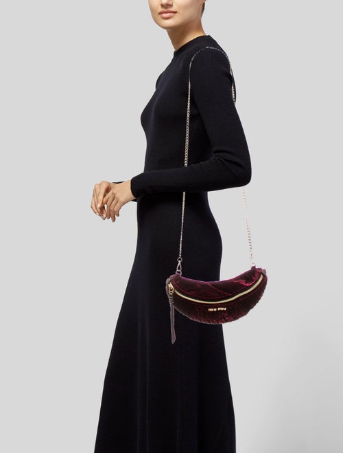 Miu Miu Velvet Matelassé Belt Bag w/ Chain