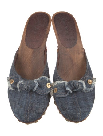 Miu Miu Denim Colorblock Pattern Mules