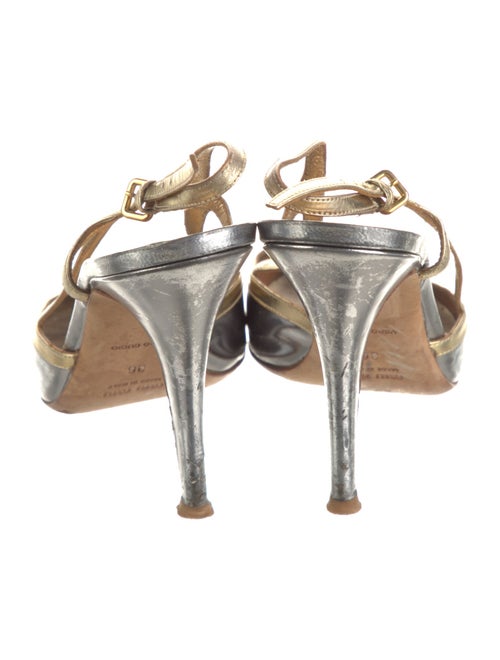 Miu Miu Patent Leather Colorblock Pattern Slingback Pumps