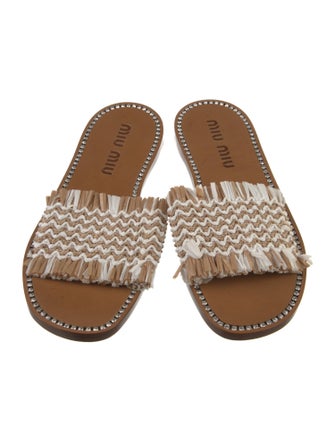 Miu Miu Straw Striped Slides