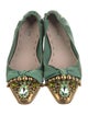 Miu Miu Leather Bow Accents Ballet Flats