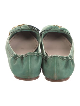 Miu Miu Leather Bow Accents Ballet Flats
