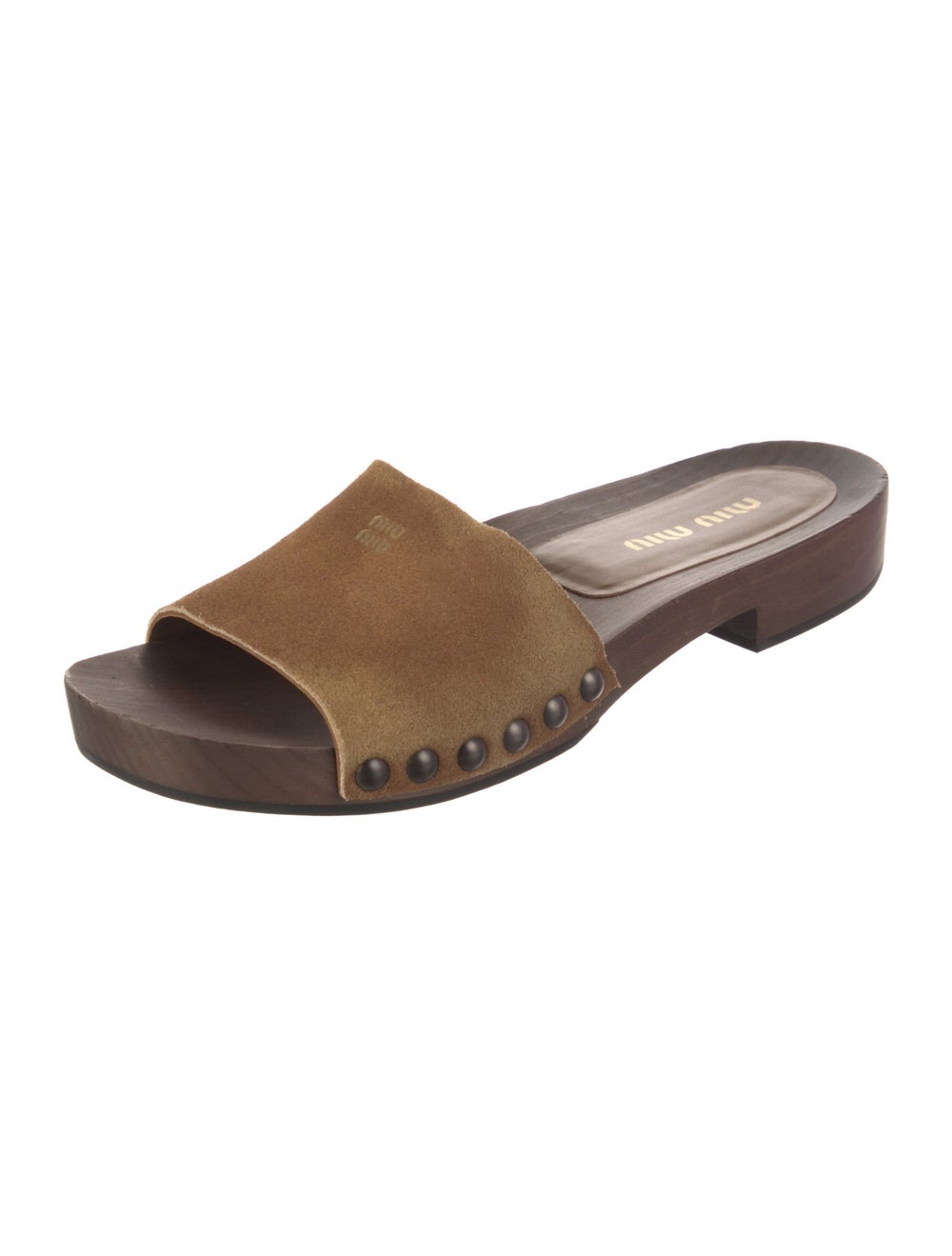 Miu Miu Suede Slides Brown - image 2