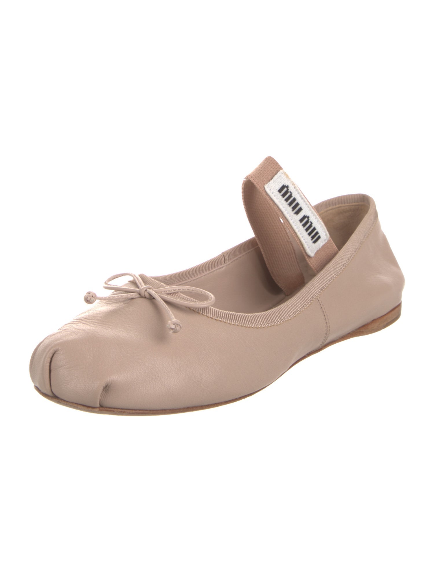 Miu Miu Leather Bow Accents Ballet Flats