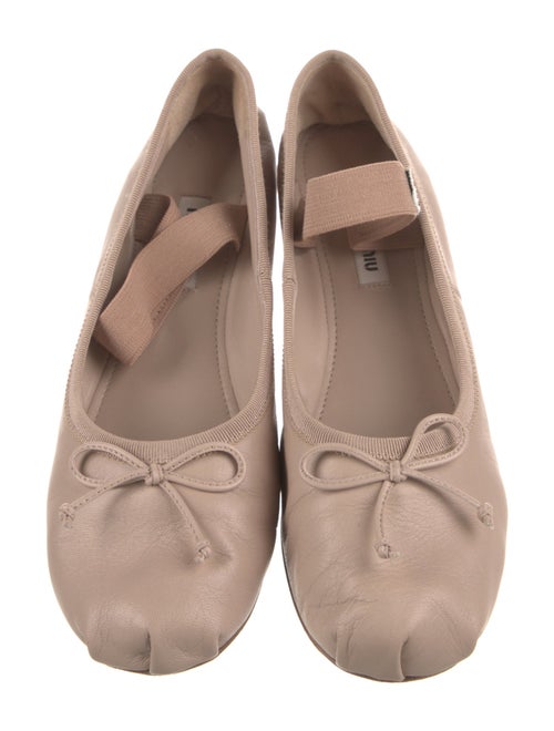 Miu Miu Leather Bow Accents Ballet Flats