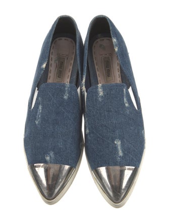 Miu Miu Denim Colorblock Pattern Wedge Sneakers