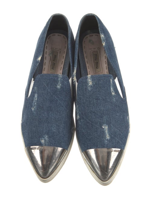 Miu Miu Denim Colorblock Pattern Wedge Sneakers