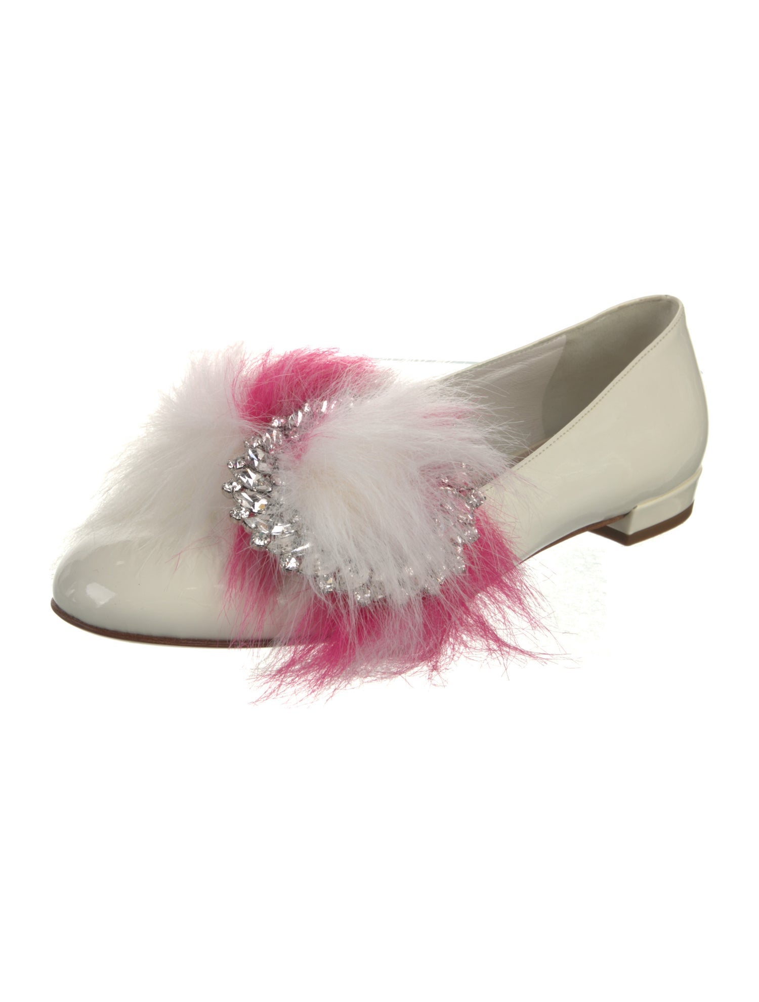 Miu Miu Patent Leather Crystal Embellishments Flats