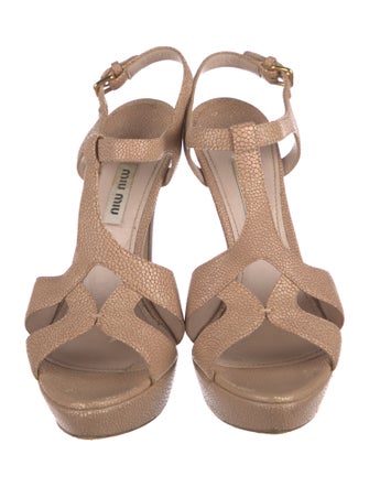 Miu Miu Leather T-Strap Sandals