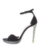 Miu Miu Suede Glitter Accents Sandals