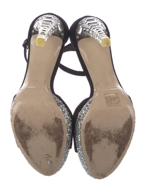 Miu Miu Suede Glitter Accents Sandals