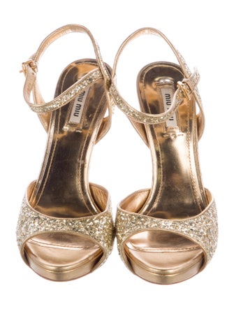 Miu Miu Glitter Glitter Accents Sandals