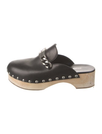 Miu Miu Leather Chain-Link Accents Mules