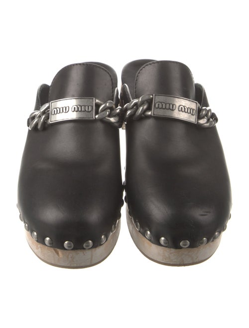 Miu Miu Leather Chain-Link Accents Mules