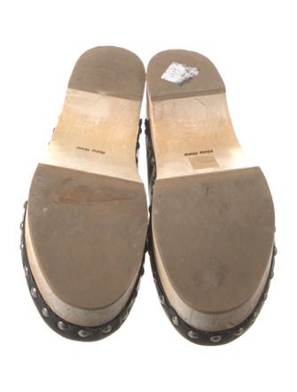 Miu Miu Leather Chain-Link Accents Mules