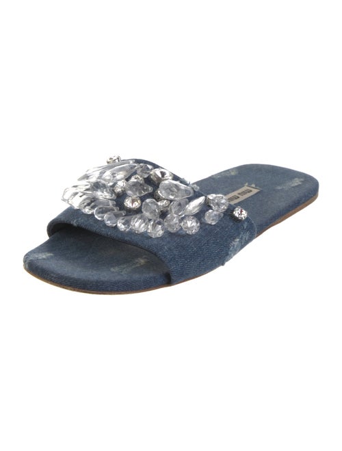 Miu Miu Denim Distressed Accents Slides