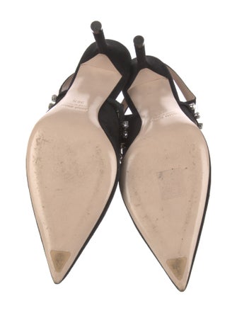 Miu Miu Suede Crystal Embellishments Slingback Pumps