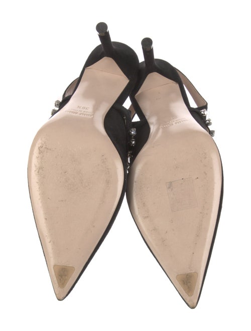 Miu Miu Suede Crystal Embellishments Slingback Pumps