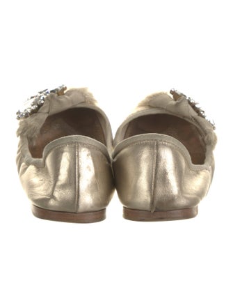 Miu Miu Leather Crystal Embellishments Flats