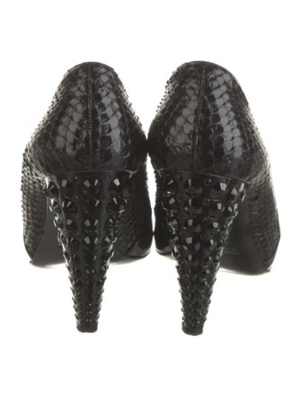 Miu Miu Snakeskin Crystal Embellishments Pumps