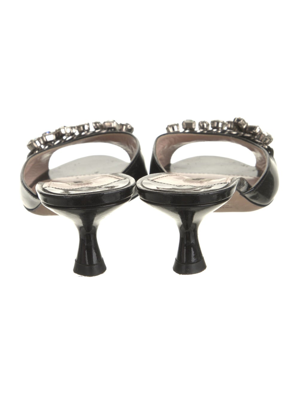 Miu Miu Patent Leather Slides Black Crystal Embel… - image 4