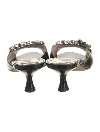 Miu Miu Patent Leather Crystal Embellishments Slides