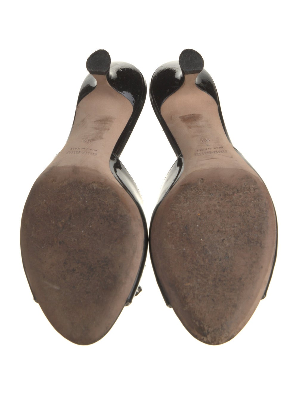 Miu Miu Patent Leather Slides Black Crystal Embel… - image 5